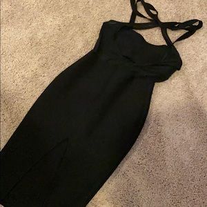 Black Bandage Dress w/Front Slit Size Small